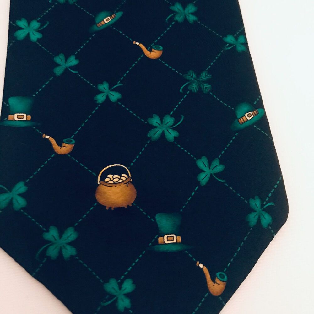 #1631  VTG CELEBRATIONS CLOVER POT OF GOLD NECKTIE 55 IN X 4 IN